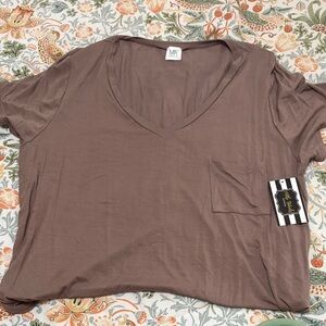 Brown V-Neck Women's Top